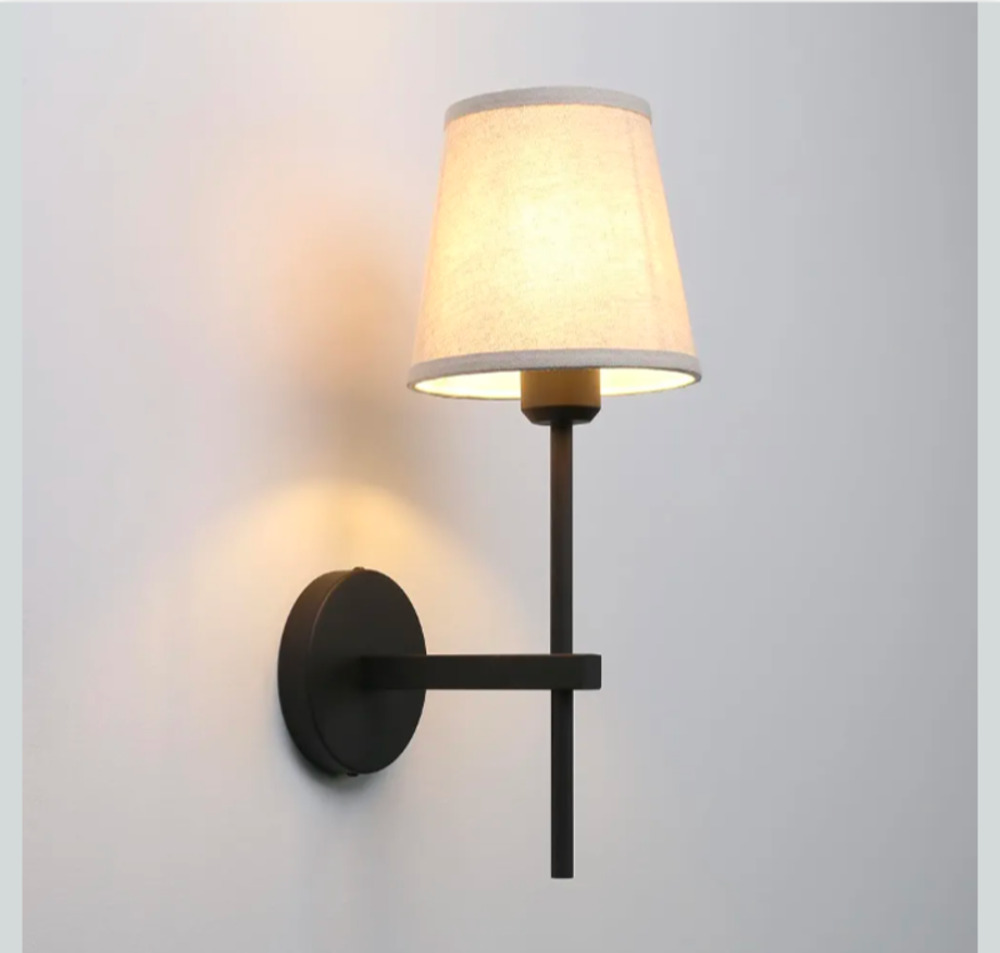 Vintage Wall Sconce with Linen Fabric Shade, Hardwired Indoor 1-Light